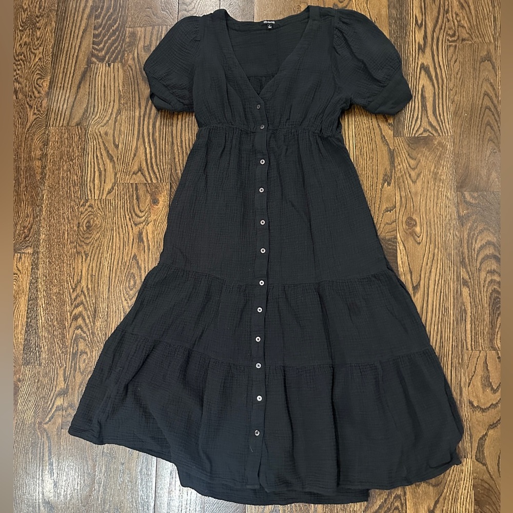 Madewell Lightspun Tiered Button Front Midi Dress - Picture 6 of 9